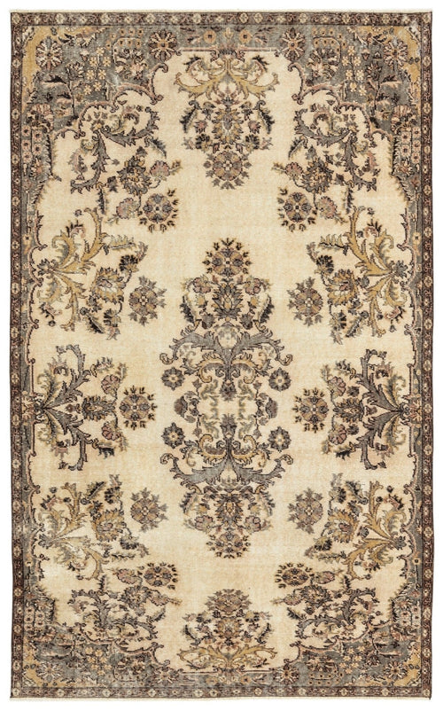 Atina 12972 Beige Vintage Wool Handmade Area Rug 5'5" x 8'10"