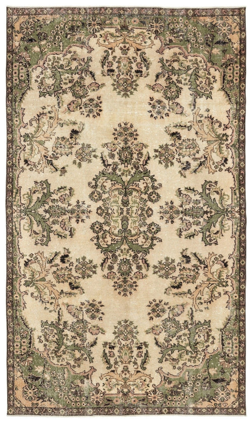 Atina 12975 Beige Vintage Wool Handmade Area Rug 5'8" x 10'2"