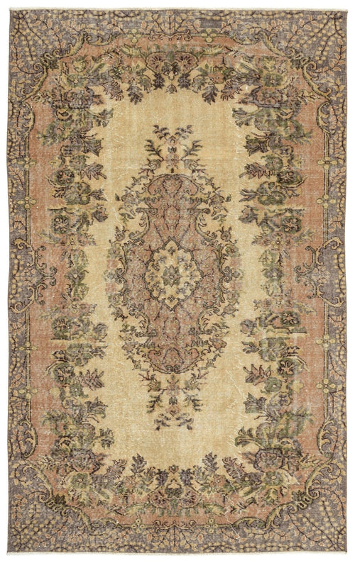 Atina 13011 Beige Vintage Wool Handmade Area Rug 5'8" x 9'1"
