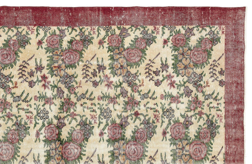 Atina 13062 Beige Vintage Wool Handmade Area Rug 6'2" x 9'8"