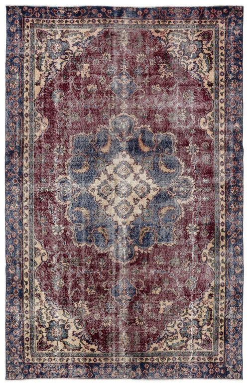 Atina 13084 Beige Vintage Wool Handmade Area Rug 6'2" x 9'7"