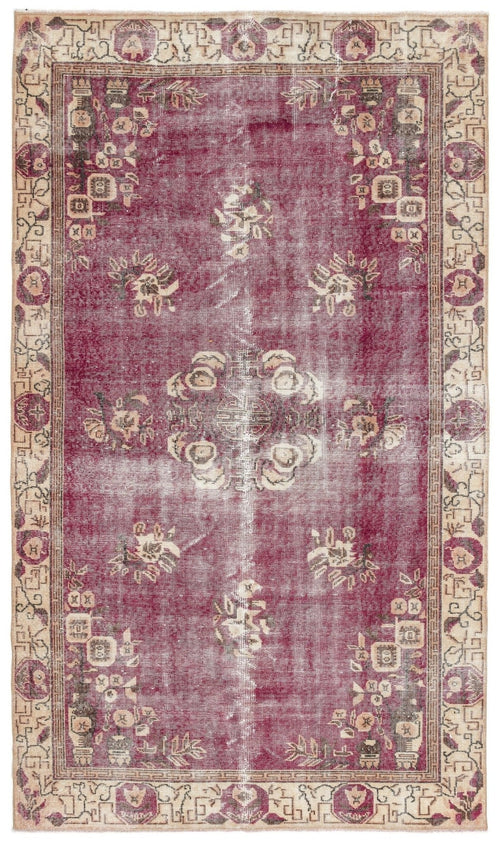 Atina 13092 Beige Vintage Wool Handmade Area Rug 5'3" x 9'1"