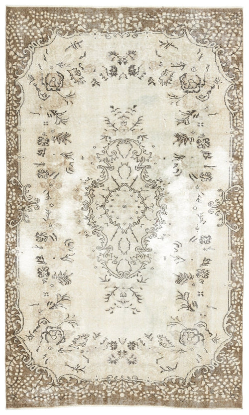 Atina 13112 Beige Vintage Wool Handmade Area Rug 5'6" x 9'4"