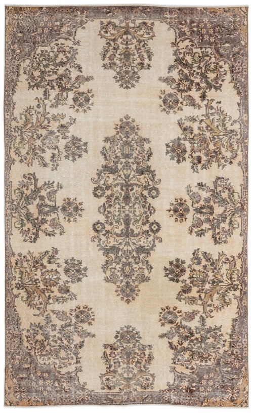Atina 13736 Beige Vintage Wool Handmade Area Rug 5'10" x 9'1"
