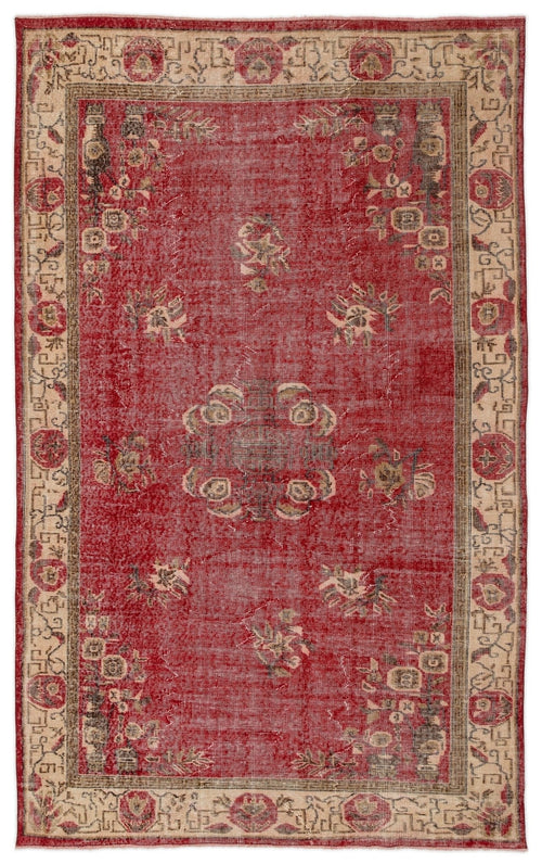 Atina 13870 Beige Vintage Wool Handmade Area Rug 5'7" x 9'1"