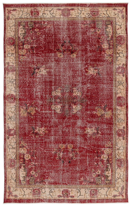 Atina 13986 Beige Vintage Wool Handmade Area Rug 6'11" x 8'2"