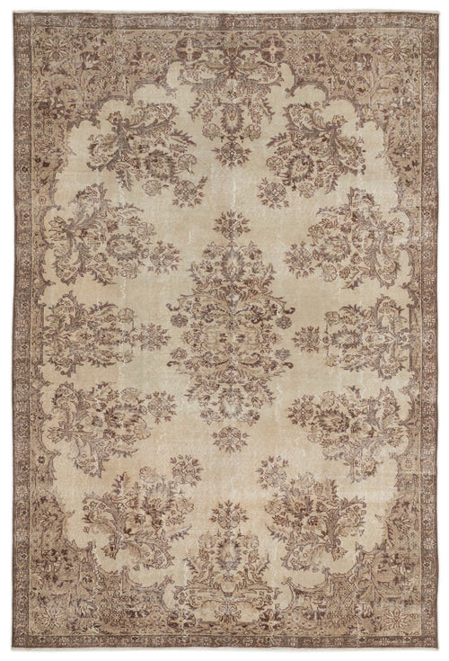 Atina 14092 Beige Vintage Wool Handmade Area Rug 6'10" x 10'2"