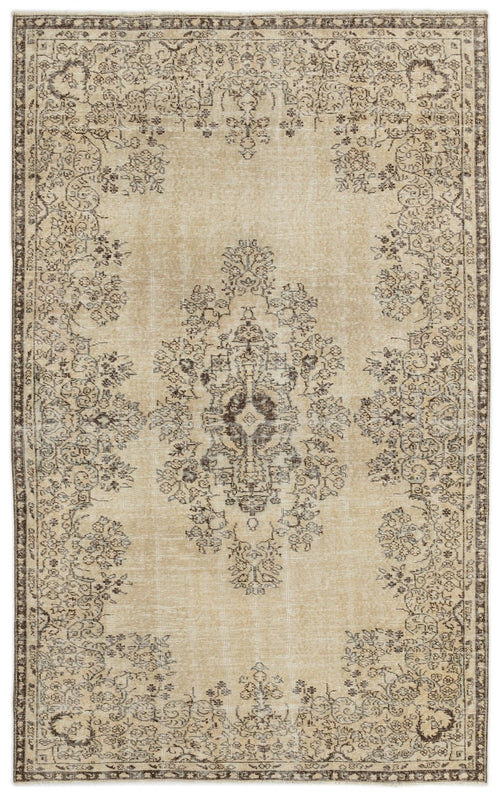 Atina 14137 Beige Vintage Wool Handmade Area Rug 5'4" x 8'11"