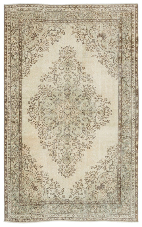 Atina 14277 Beige Vintage Wool Handmade Area Rug 5'6" x 9'1"