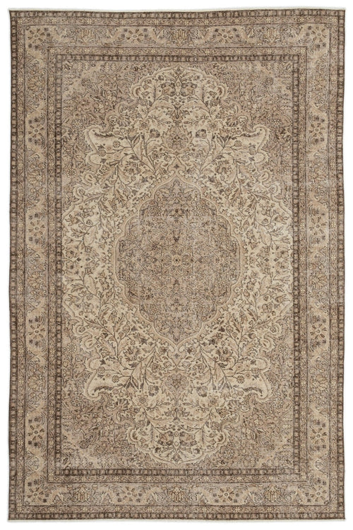 Atina 14295 Beige Vintage Wool Handmade Area Rug 6'4" x 9'9"