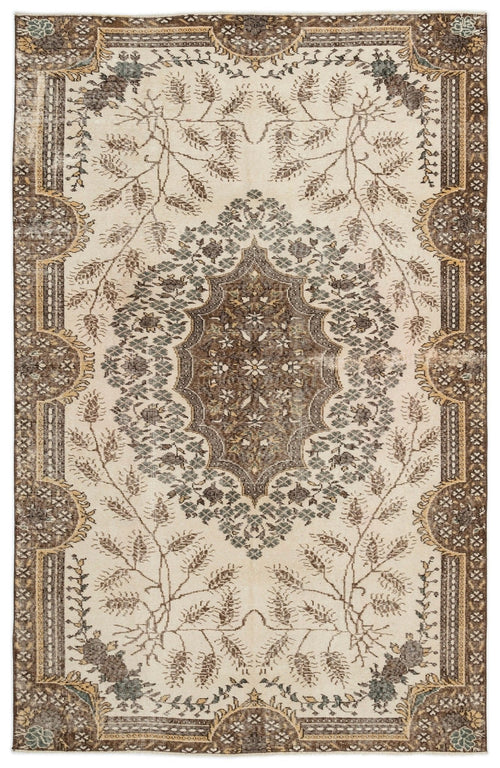 Atina 14303 Beige Vintage Wool Handmade Area Rug 5'11" x 8'0"