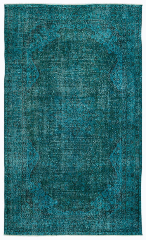 Atina 14605 Turquoise Vintage Wool Handmade Area Rug 5'4" x 8'11"