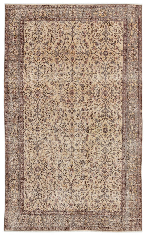 Atina 14760 Beige Vintage Wool Handmade Area Rug 5'1" x 8'8"
