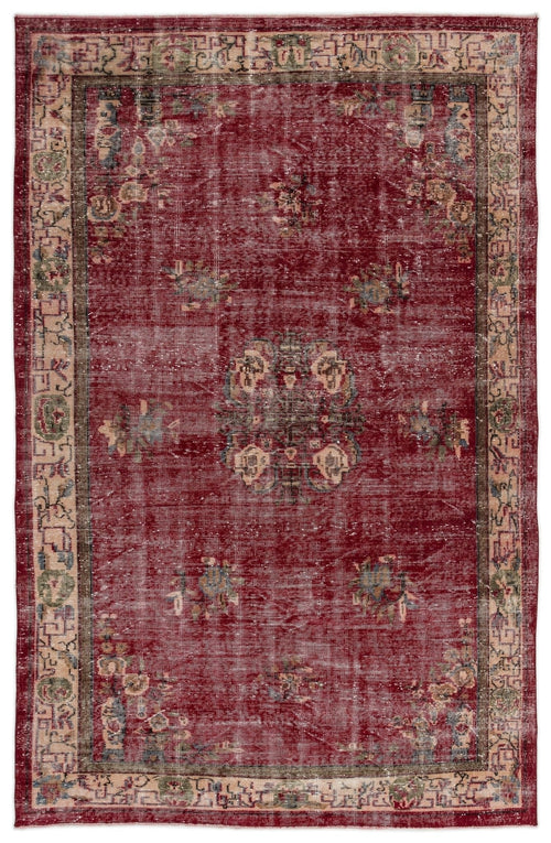 Atina 14936 Red Vintage Wool Handmade Area Rug 5'8" x 8'11"
