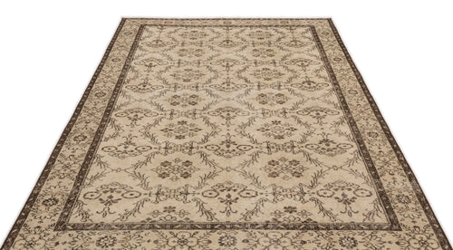 Atina 15171 Beige Vintage Wool Handmade Area Rug 5'5" x 8'10"