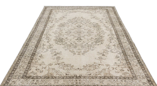 Atina 15176 Beige Vintage Wool Handmade Area Rug 6'1" x 10'1"