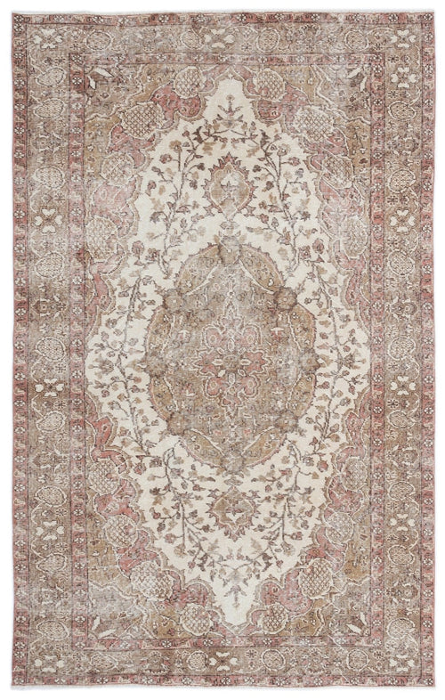Atina 15599 Beige Vintage Wool Handmade Area Rug 5'9" x 9'2"