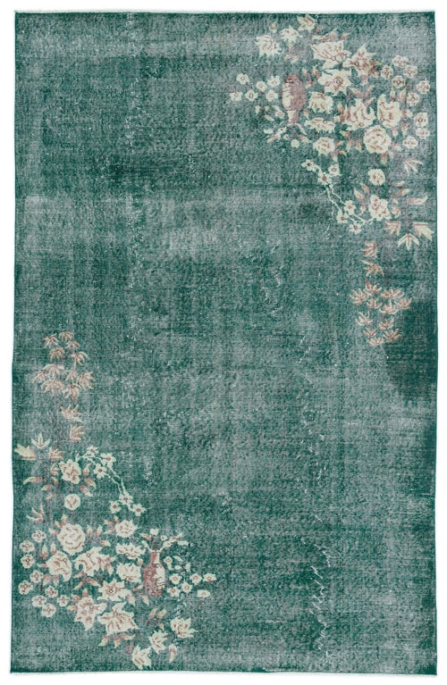 Atina 15633 Green Vintage Wool Handmade Area Rug 5'9" x 9'0"