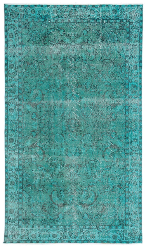 Atina 15940 Turquoise Vintage Wool Handmade Area Rug 5'5" x 9'3"