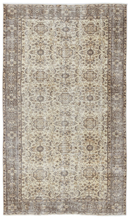 Atina 16107 Beige Vintage Wool Handmade Area Rug 4'10" x 8'2"