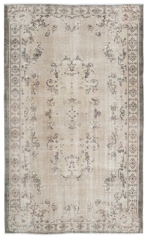 Atina 16310 Beige Vintage Wool Handmade Area Rug 5'11" x 9'2"