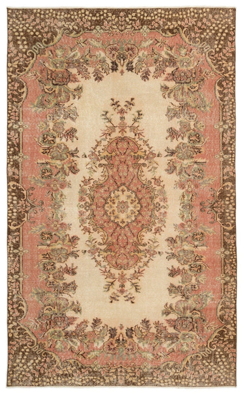 Atina 16926 Beige Vintage Wool Handmade Area Rug 5'6" x 9'3"
