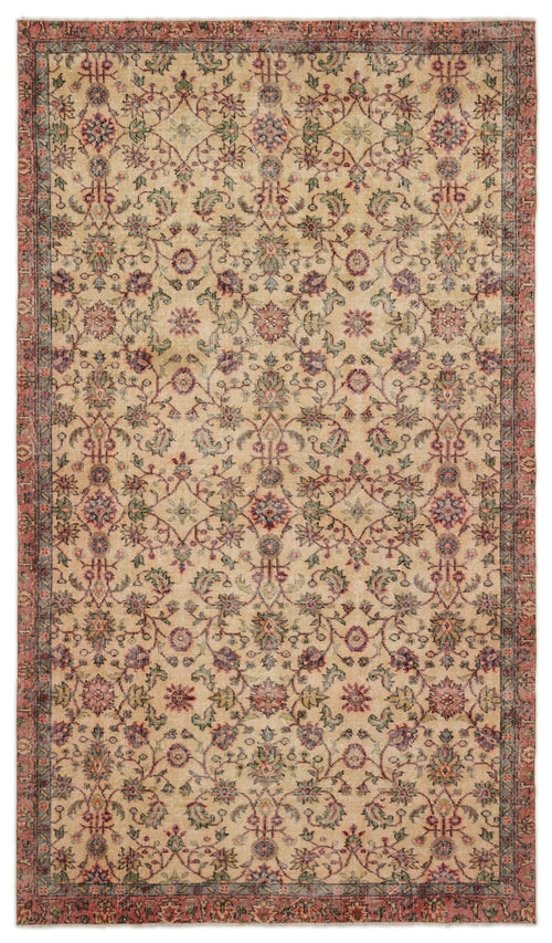 Atina 17210 Beige Vintage Wool Handmade Area Rug 5'5" x 9'6"