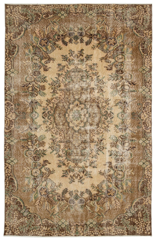 Atina 17224 Beige Vintage Wool Handmade Area Rug 5'8" x 9'1"