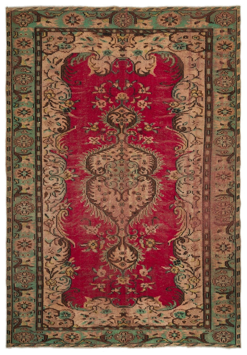 Atina 17246 Beige Vintage Wool Handmade Area Rug 6'5" x 9'7"