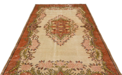 Atina 17262 Beige Vintage Wool Handmade Area Rug 6'3" x 9'1"