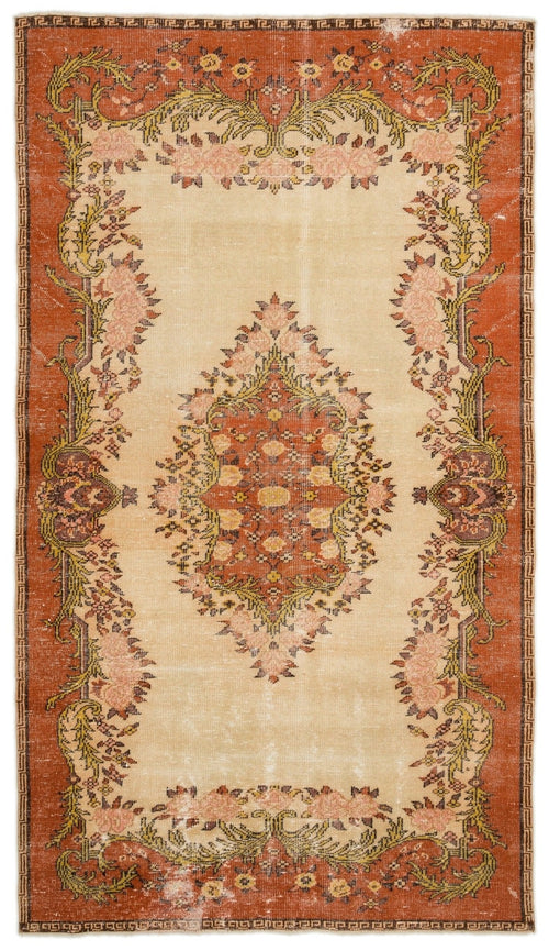 Atina 17262 Beige Vintage Wool Handmade Area Rug 6'3" x 9'1"