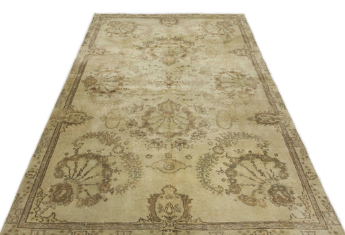 Atina 17381 Beige Vintage Wool Handmade Area Rug 5'3" x 8'8"