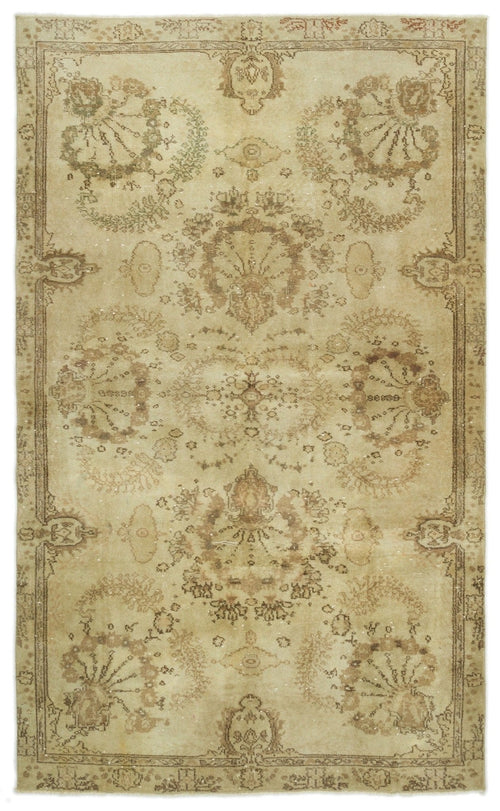 Atina 17381 Beige Vintage Wool Handmade Area Rug 5'3" x 8'8"