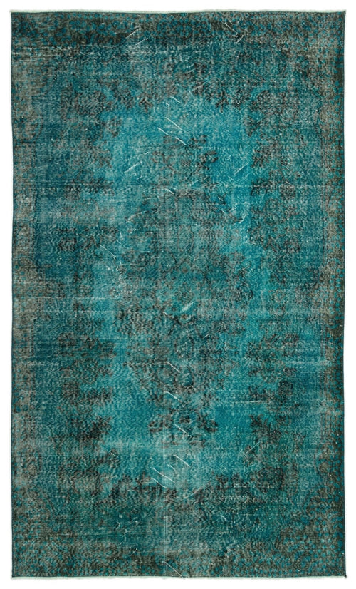 Atina 17495 Turquoise Vintage Wool Handmade Area Rug 5'6" x 9'3"