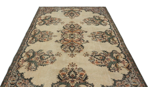 Atina 17738 Beige Vintage Wool Handmade Area Rug 5'9" x 9'4"