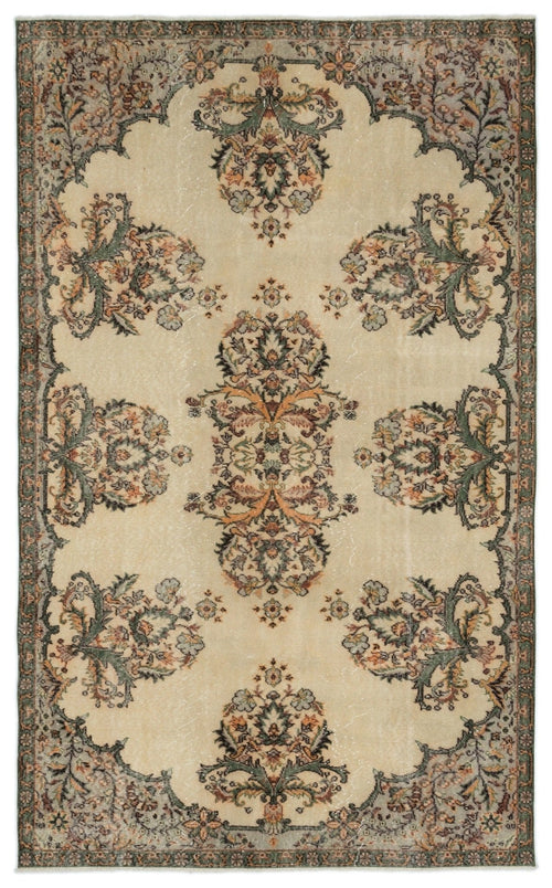 Atina 17738 Beige Vintage Wool Handmade Area Rug 5'9" x 9'4"