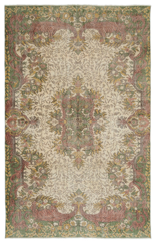 Atina 17743 Beige Vintage Wool Handmade Area Rug 5'9" x 9'11"