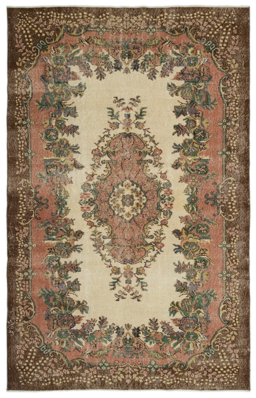 Atina 18217 Beige Vintage Wool Handmade Area Rug 6'2" x 9'7"