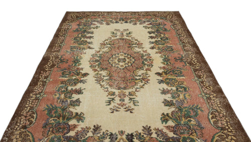 Atina 18217 Beige Vintage Wool Handmade Area Rug 6'2" x 9'7"