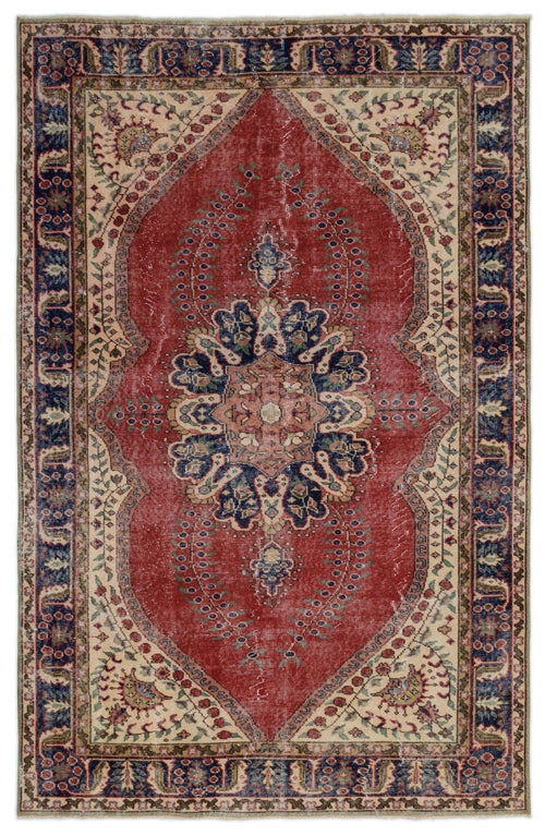 Atina 18353 Beige Vintage Wool Handmade Area Rug 5'8" x 8'10"
