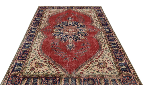 Atina 18353 Beige Vintage Wool Handmade Area Rug 5'8" x 8'10"