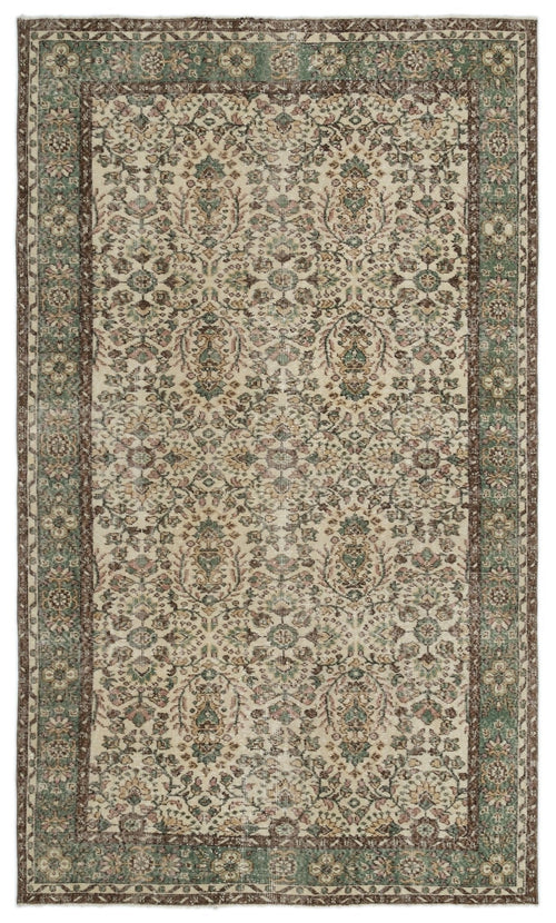 Atina 18427 Beige Vintage Wool Handmade Area Rug 5'4" x 9'1"