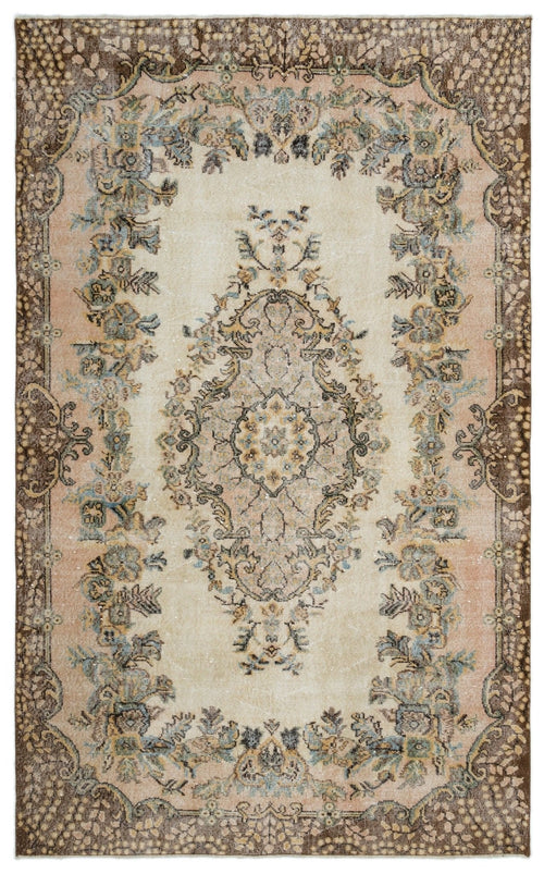 Atina 18605 Beige Vintage Wool Handmade Area Rug 5'7" x 9'1"