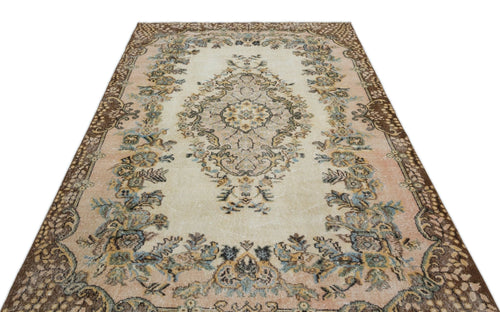 Atina 18605 Beige Vintage Wool Handmade Area Rug 5'7" x 9'1"