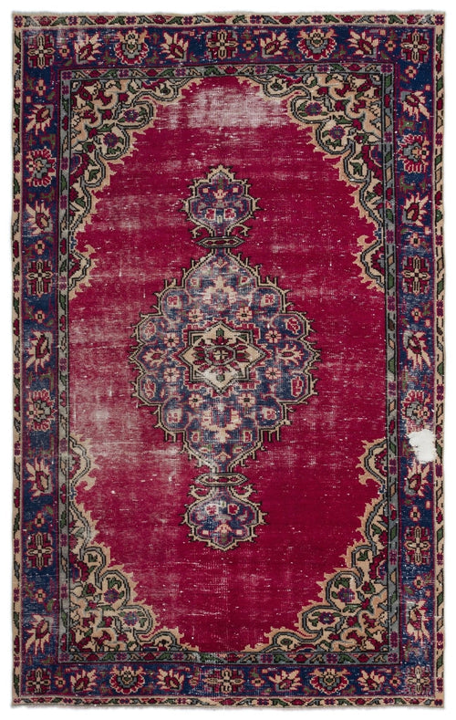 Atina 18657 Red Vintage Wool Handmade Area Rug 5'8" x 8'11"