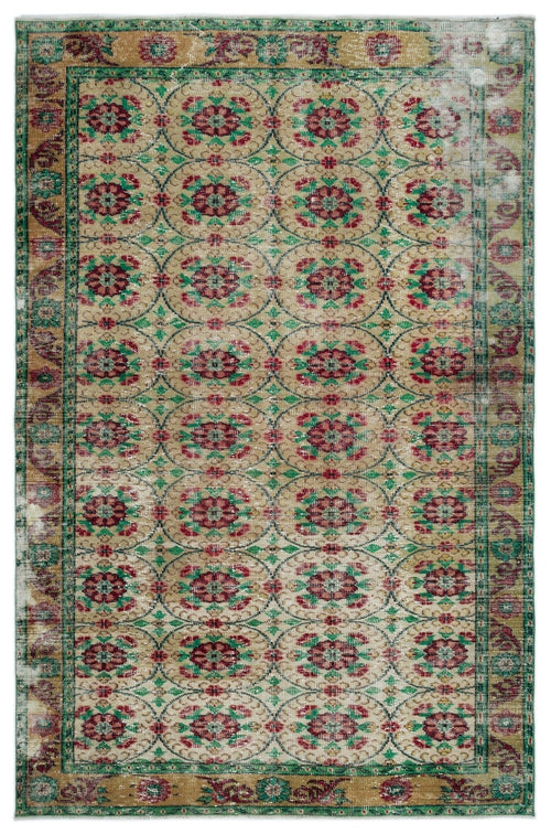 Atina 18732 Beige Vintage Wool Handmade Area Rug 6'2" x 9'9"