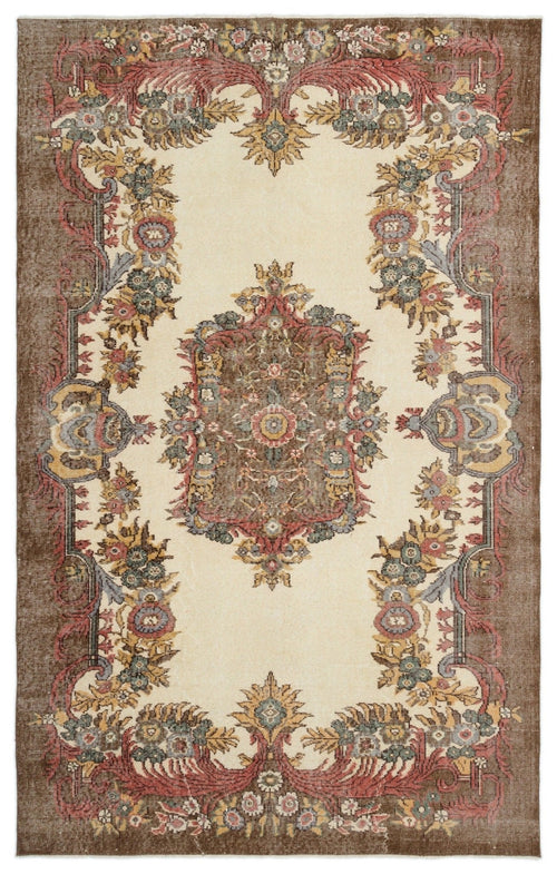 Atina 18901 Beige Vintage Wool Handmade Area Rug 5'8" x 8'10"