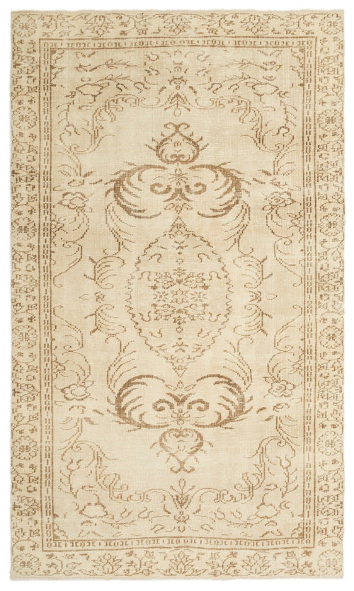 Atina 19038 Beige Vintage Wool Handmade Area Rug 5'4" x 9'1"