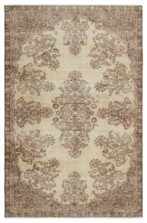 Atina 19258 Beige Vintage Wool Handmade Area Rug 6'5" x 9'10"