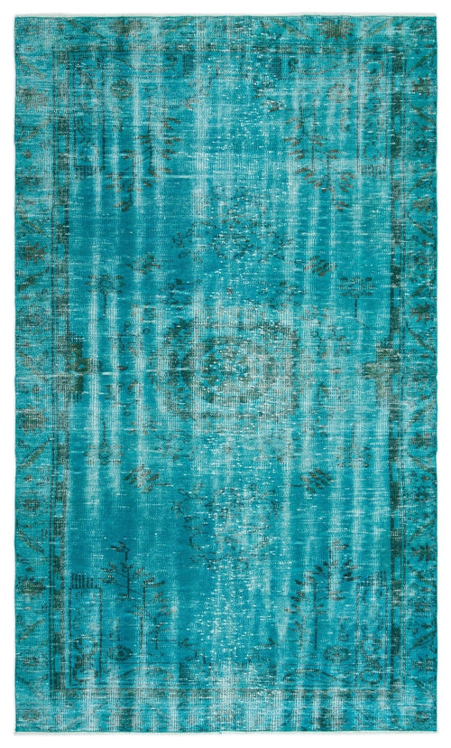 Atina 19563 Turquoise Vintage Wool Handmade Area Rug 5'5" x 8'11"